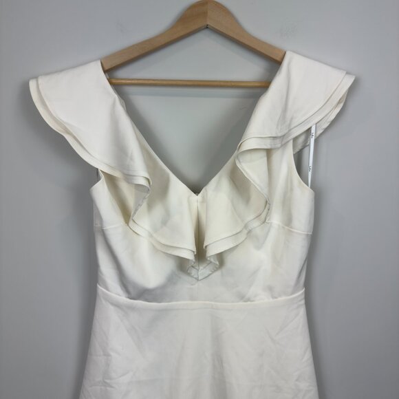 Lulus Divine Darling White Ruffled Skater Dress, Size L - Picture 2 of 10